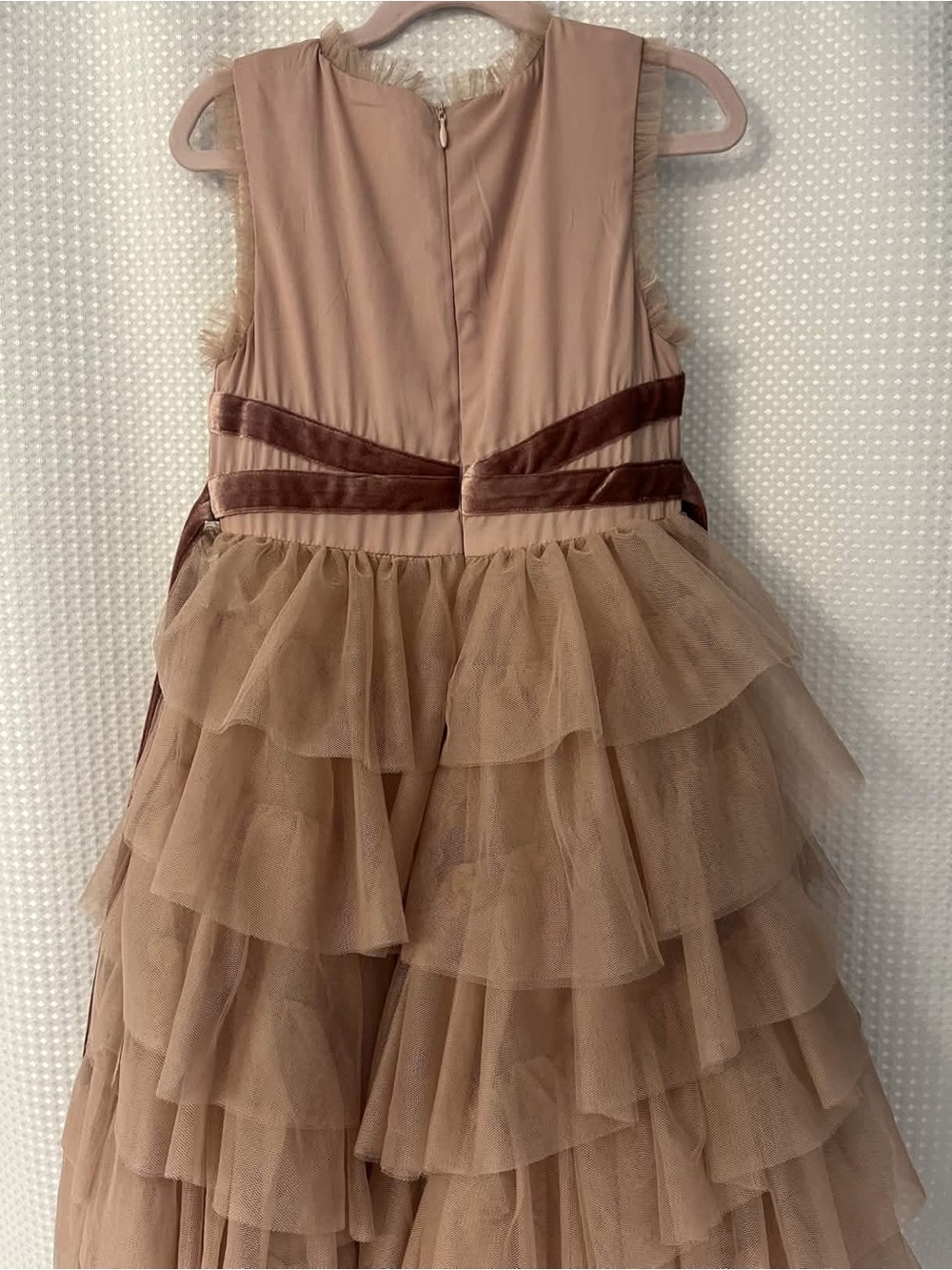 NWOT Joyfolie Mia Joy Mauve Ruffled Tulle Party Dress with Velvet Waistband - Picture 6 of 7